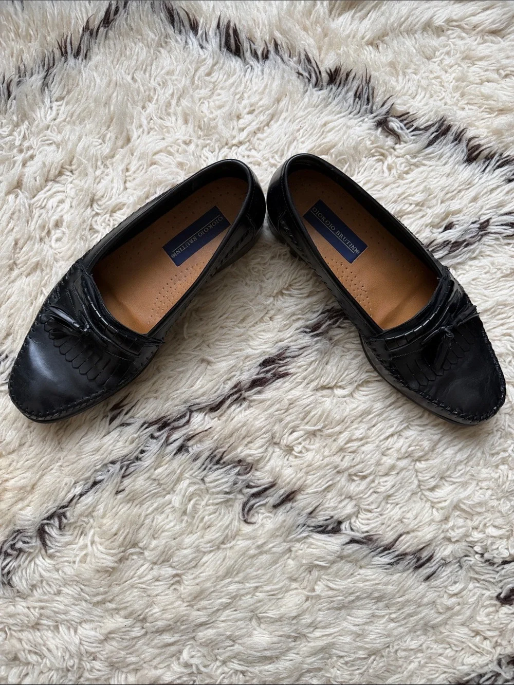 Giorgio Brutini Black Leather Tassel Loafers